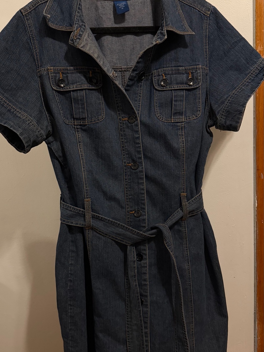 Avenue Dark Blue Denim Top with Logo Tag